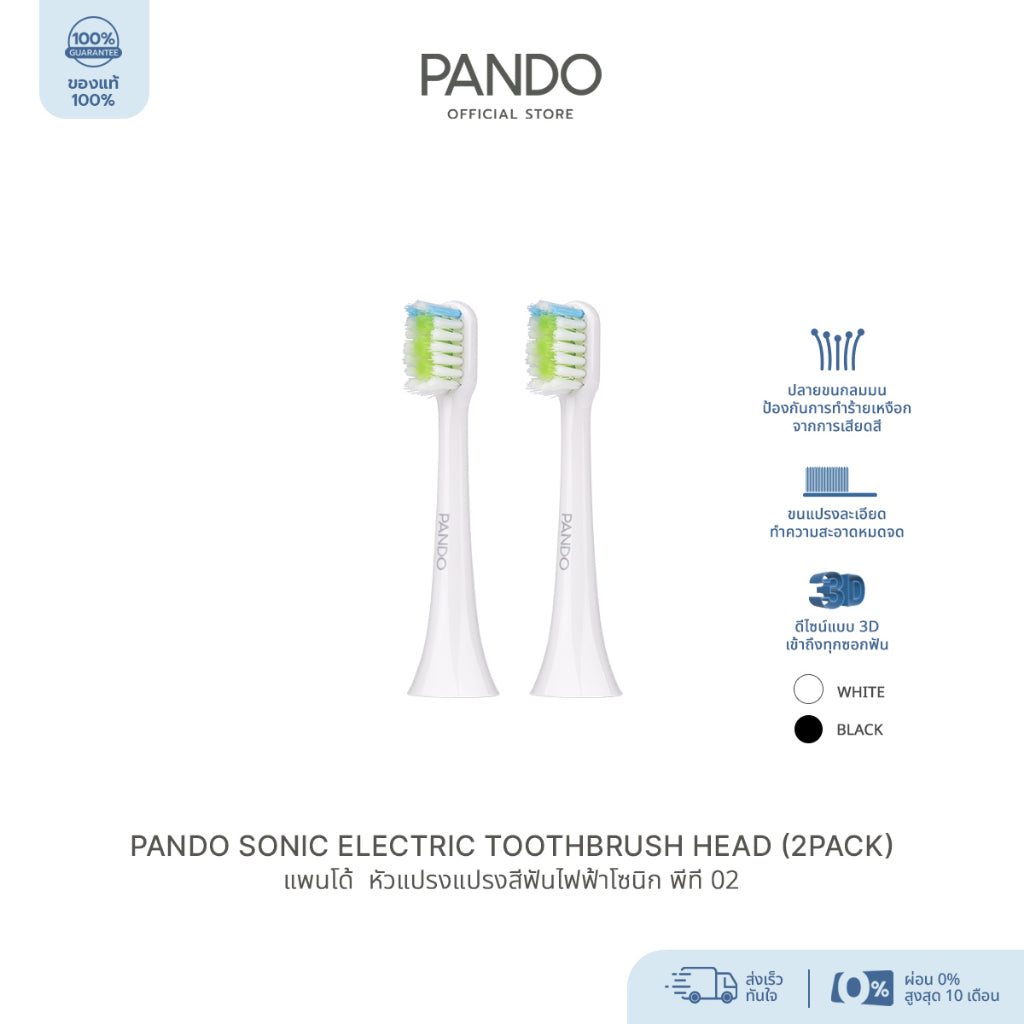PANDO Sonic Electric Toothbrush Head(2pack)