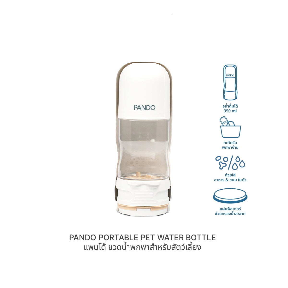PANDO Pet Travel Water Bottle - White