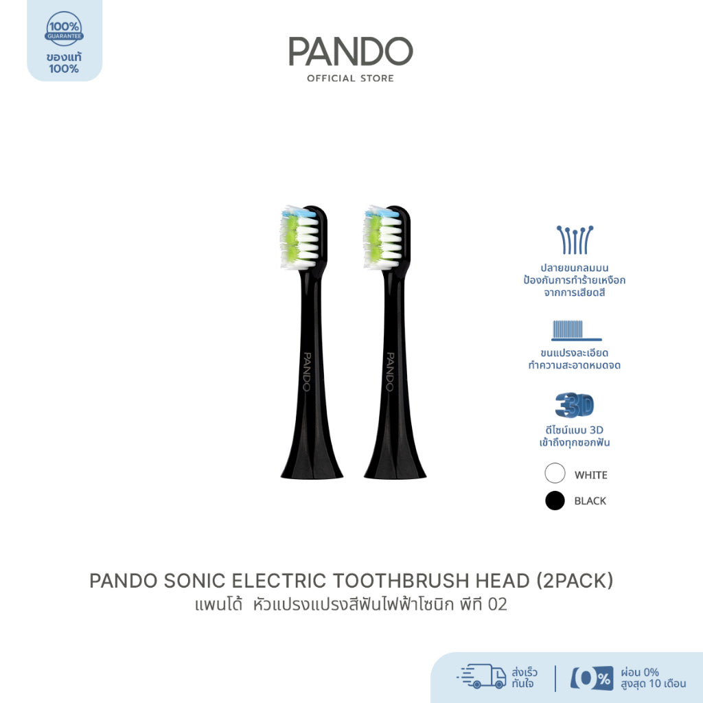 PANDO Sonic Electric Toothbrush Head(2pack)