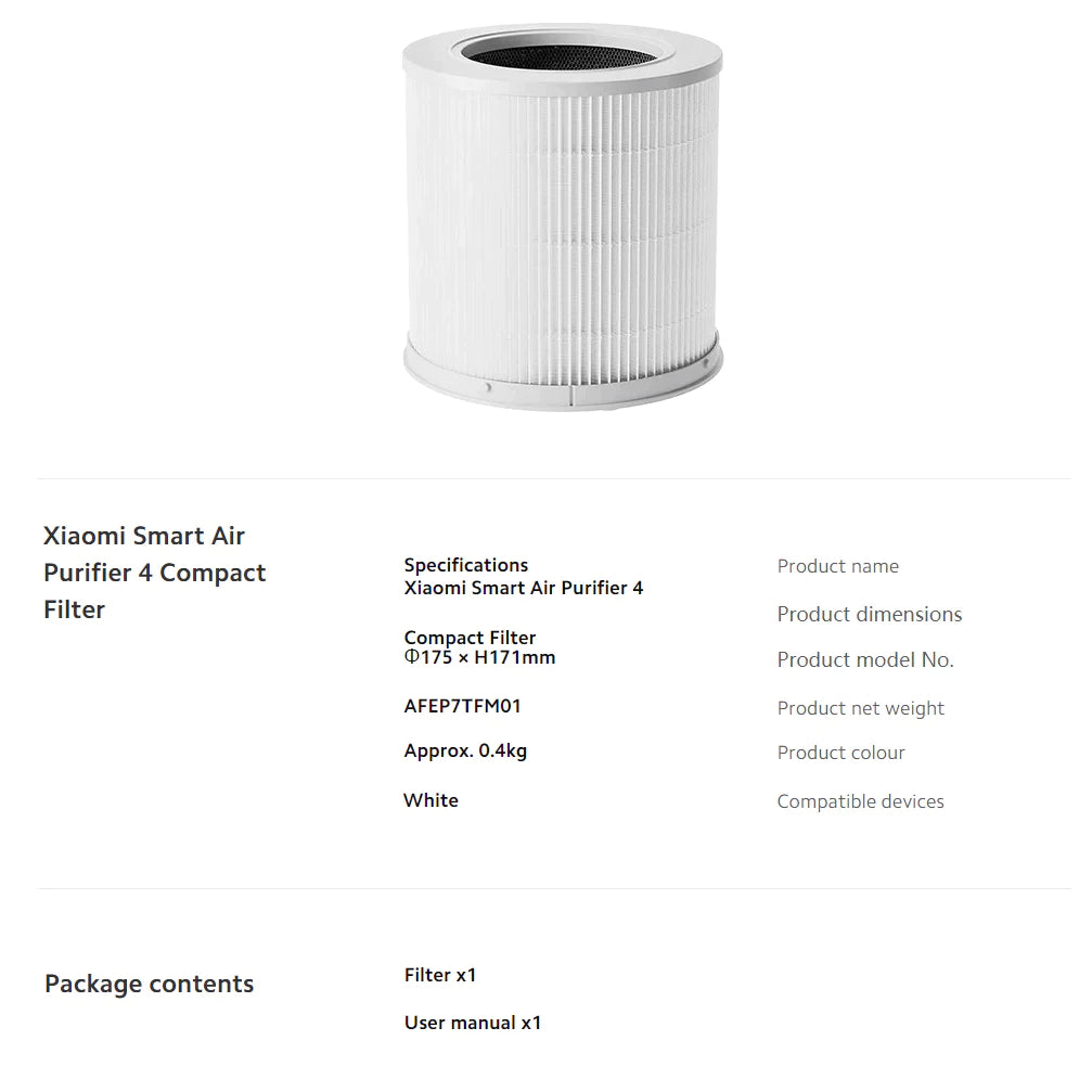 Xiaomi Smart Air Purifier 4 Compact Filter