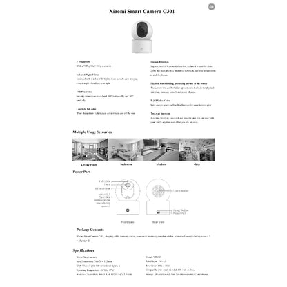 XIAOMI SMART CAMERA C301 กล้องวงจรปิด wifi 3MP